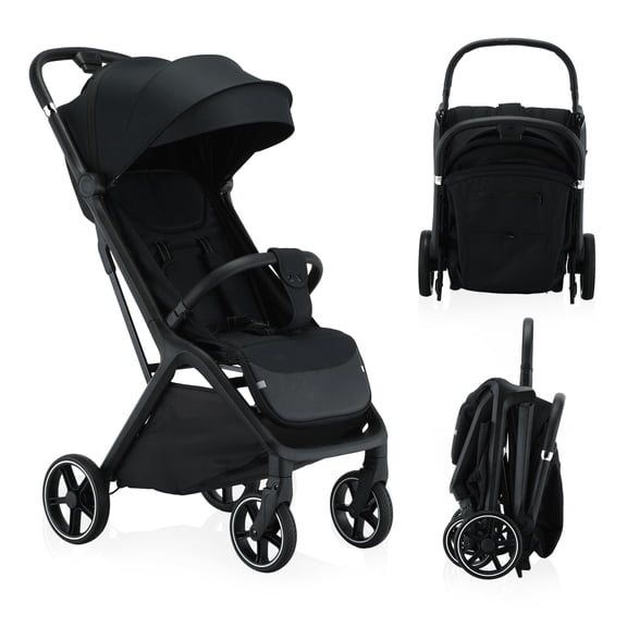 Lightweight Compact Baby Stroller,One-Click Fold Travel Stroller with Adjustable Recline & Canopy,from 6 Months to 48.5 Lb (Black)