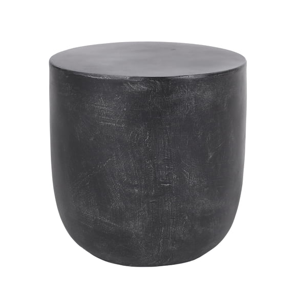 Lightweight Concrete Barrel Side Table for Indoor Outdoor Use, 15.5" Accent Table