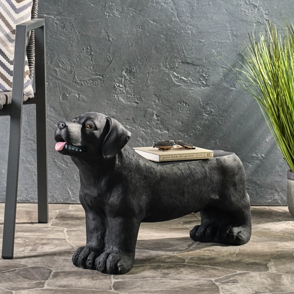 Lightweight Concrete Dog Serene Bench - Design, No Assembly Needed, 32.12" W X 8.62" D 17.22" H Charming Hip Concrete, Assembly,