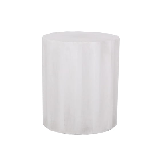 Lightweight Concrete End Table With Fluted Cylindrical Base Indoor Outdoor No Assembly