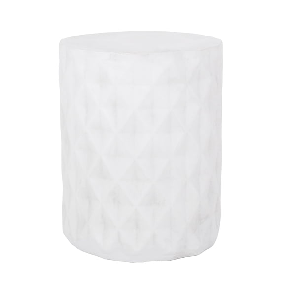 Lightweight Concrete End Table With Geometric Diamond Pattern Indoor Outdoor No Assembly