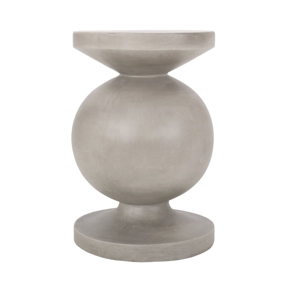 Lightweight Concrete End Table With Turned Pedestal Base Indoor Outdoor No Assembly