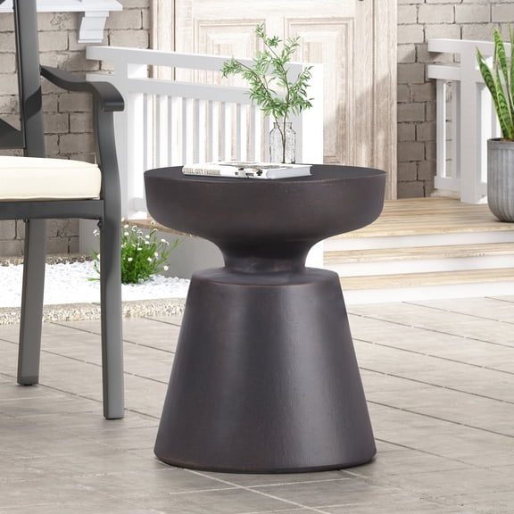 Lightweight Concrete Patio Coffee Table, Copper, Modern Style, No Assembly, Easy Maintenance Chic Outdoor Side Table In Copper, Construction, Functional & Stylish