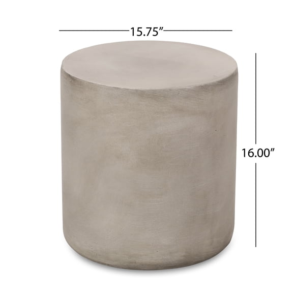 Lightweight Concrete Side Table for Patio, MGO End Table Light Gray 15.75x15.75x16