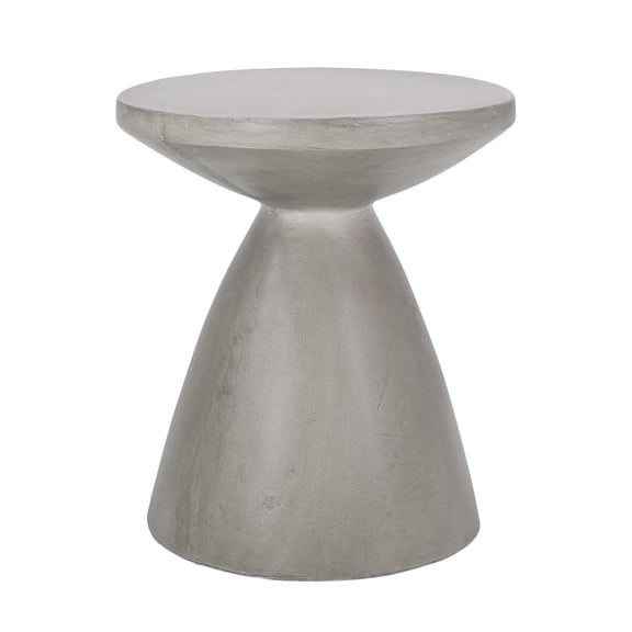 Lightweight Concrete Side Table for Patio, Modern MGO End Table No Assembly Needed 18x18x20.25 Inch Grey