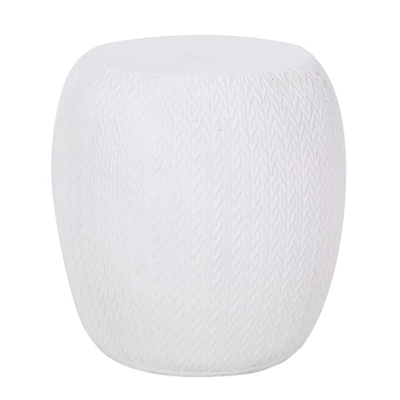 Lightweight Concrete Side Table with Braided Pattern, 15.75" Cube for Indoor Outdoor Use