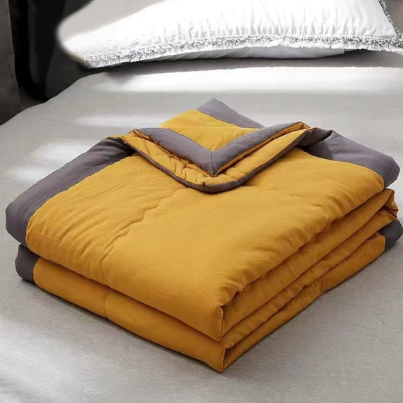 Lightweight Cooling Blanket Verdsylv Lightweight Summer Cooler Quilt 100X150cm - Breathable Ice Blanket for Hot Sleepers - Soft & Cooling for Night Comfort - Suitable for Twin Beds & Travel, Yellow