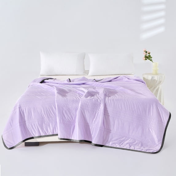 Lightweight Cooling Blanket for Hot Sleepers, Summer Quilt 59"x39" Soft Breathable Polyester Thin Blanket Machine Washable Purple