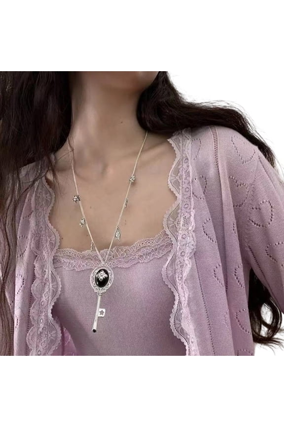 Lightweight Copper Key Charm Necklace Great Gift for Special Occasion Adjustable Length Mysterious Key Accent