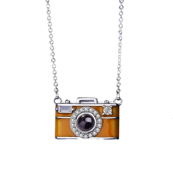 Lightweight Copper Necklace 100 Language Camera Pendant Adjustable Clavicle Chain Multiple Color Choices
