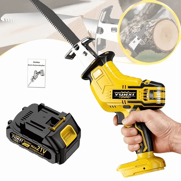 Lightweight Cordless Reciprocating Saw, Lithium Electric Hand Saw with Safety Protection, for Wood Metal PVC Cutting, Optional Battery & Saw Blade Set