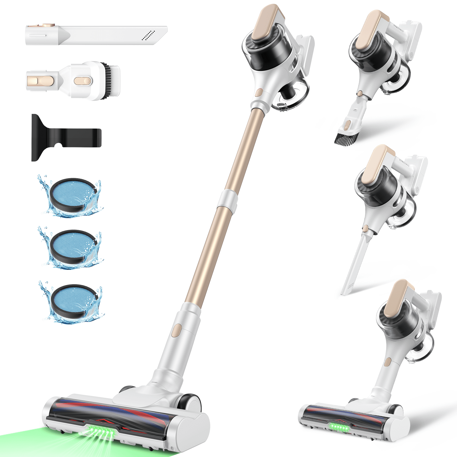 MOOSOO Cordless Vacuum, Powerful But Quiet Stick Vacuum, Lightweight Vacuum Cleaner For Hard Floors, Carpets, Pet Hair
