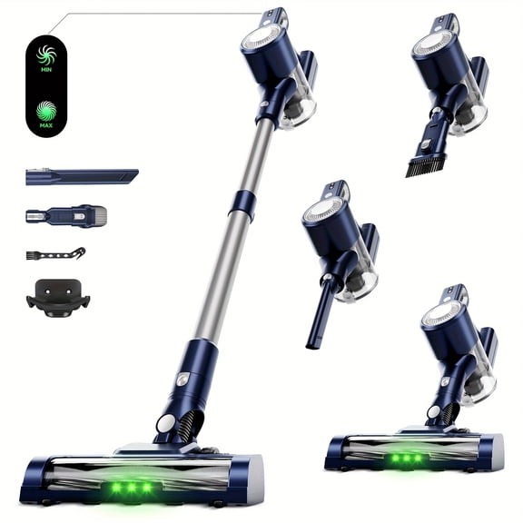 Lightweight Cordless Vertical Vacuum Cleaner - 70KPa Strong Suction, 3-Speed Adjustment, 45-Min Runtime, Detachable LED Brush for Pet Hair