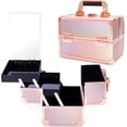 thumbnail image 1 of Lightweight Cosmetic Box Makeup Train Case Lockable Makeup Case Organizer 2 Trays Makeup Storage with Mirror Locking for Portable Makeup Storage Box, 1 of 8