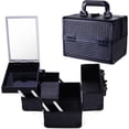 thumbnail image 1 of Buanson Lightweight Makeup Train Case, Lockable 2-Tray Cosmetic Box with Mirror – Portable Storage Organizer for Travel, 1 of 8