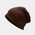 thumbnail image 1 of Lightweight Cotton Beanie, Breathable Thin Sleep Hats for Running Cycling Hiking Fishing Brown, 1 of 3