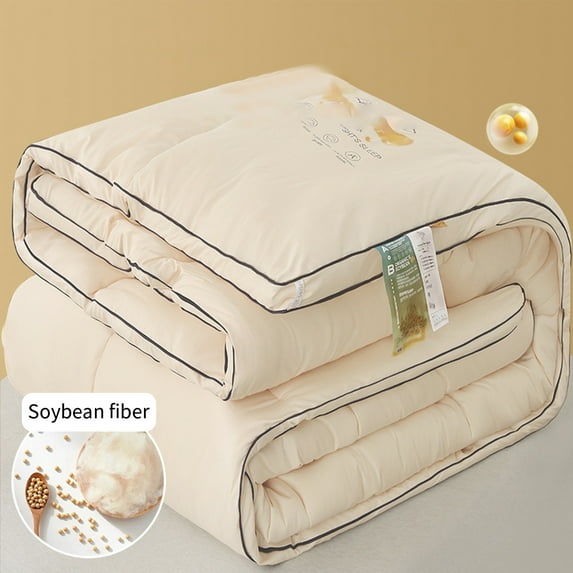 Lightweight Cotton Cooling Comforter for Summer All Seasons Breathable Blanket Machine Washable(Beige)