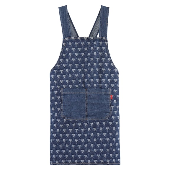 Lightweight Cotton Denim Jean Apron for Women and Men,Adult Cross Back Kitchen Apron with Front Pocket,Durable & Stain-Resistant