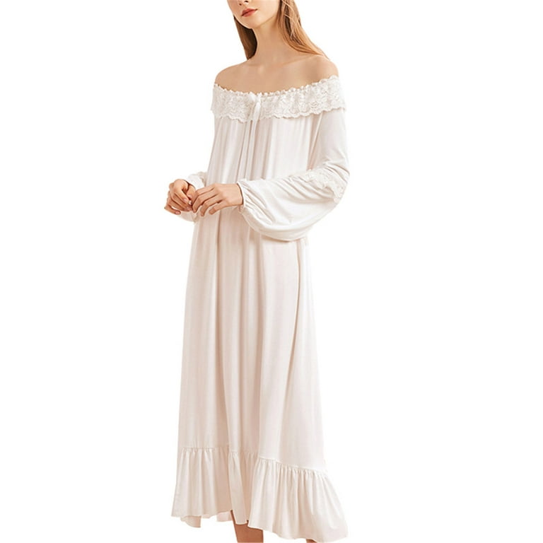 Women Cotton Victorian Nightgowns Sleeveless Nightgowns Vintage