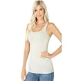 thumbnail image 1 of Lightweight Cotton Scooped Neckline Stretchy Racerback Ribbed Tank top for Women (Ivory, Small), 1 of 2
