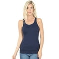 thumbnail image 1 of Lightweight Cotton Scooped Neckline Stretchy Racerback Ribbed Tank top for Women (Navy, 1X), 1 of 3
