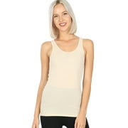 Lightweight Cotton Scooped Neckline Stretchy Racerback Ribbed Tank top for Women (Taupe, 1X)