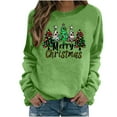 thumbnail image 1 of Lightweight Crewneck Sweatshirts Womens Xmas Tree Printed Merry Christmas Holiday Outfits Long Sleeve Loose Tops (2XL, Mint Green), 1 of 4