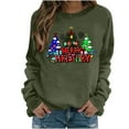 thumbnail image 1 of Lightweight Crewneck Sweatshirts Womens Xmas Tree Printed Merry Christmas Holiday Outfits Long Sleeve Loose Tops (S, Army Green 01), 1 of 4