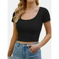 thumbnail image 1 of Lightweight Crop Tops Stretchy Slim Fit Workout Shirts for Women, 1 of 6