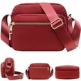 thumbnail image 1 of Lightweight Crossbody Bags for Women Shoulder Bag Purse Nylon Soft Travel Handbag with Multi Pockets,20*16*7cm,Wine Red, 1 of 8