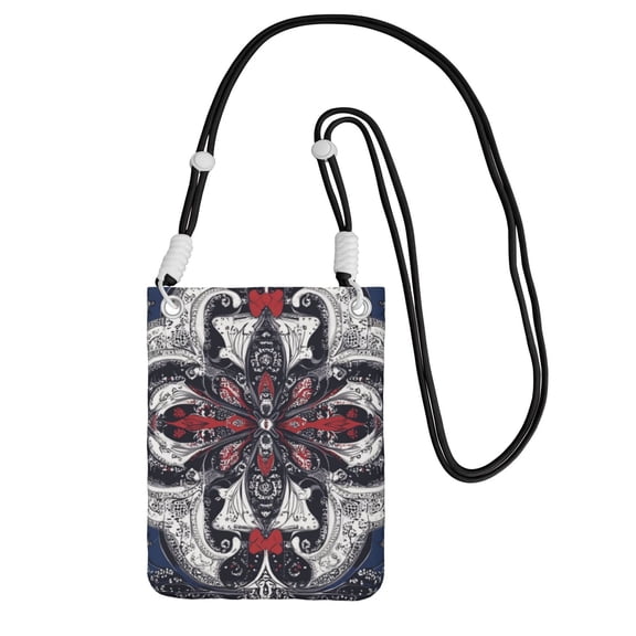 Lightweight Crossbody Cell Phone Purse Bag with Arm Band, Wallet & Key Pouch for Walking, Travel and Hiking, Bandana Paisley (1), Black