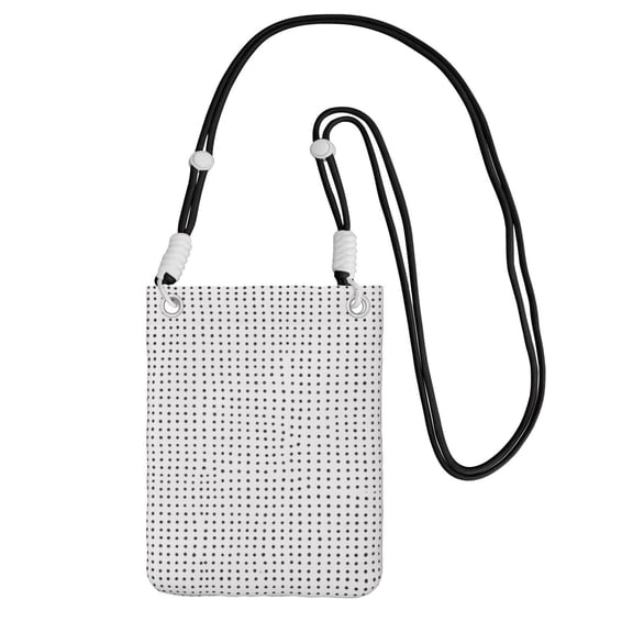 Lightweight Crossbody Cell Phone Purse Bag with Arm Band, Wallet & Key Pouch for Walking, Travel and Hiking, Black Dots, Black