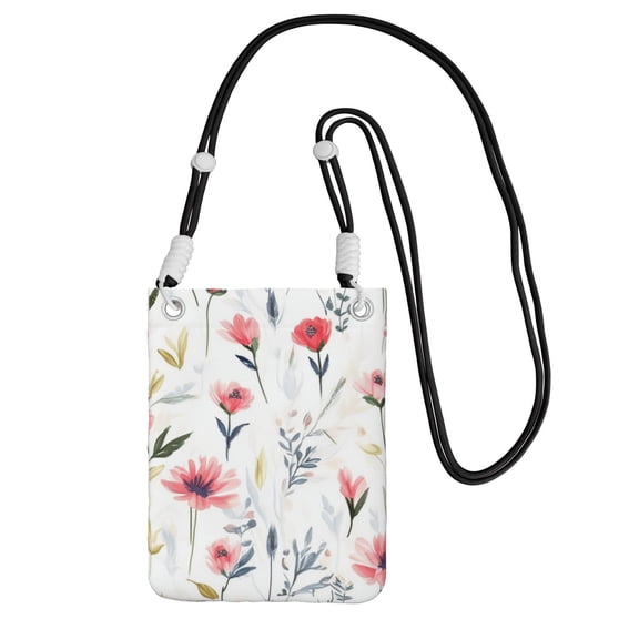 Lightweight Crossbody Cell Phone Purse Bag with Arm Band, Wallet & Key Pouch for Walking, Travel and Hiking, Daisies Pattern, Black