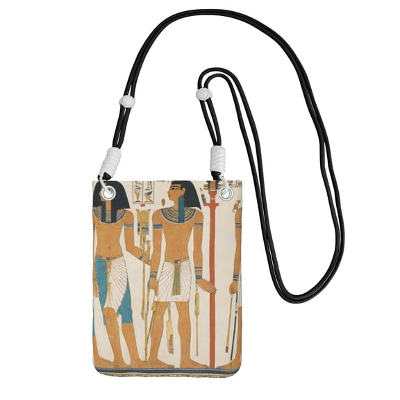 Lightweight Crossbody Cell Phone Purse Bag with Arm Band, Wallet & Key Pouch for Walking, Travel and Hiking, Egyptian Pharaohs, Black