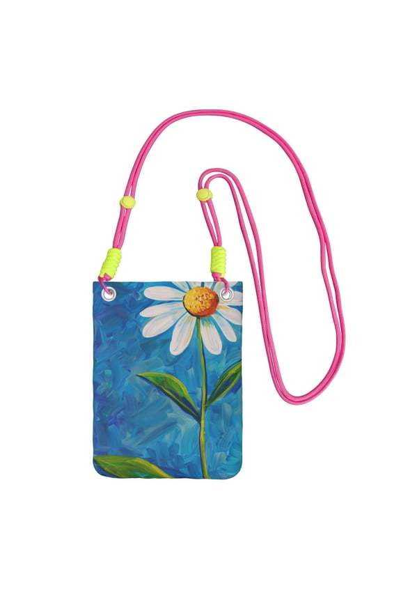 Lightweight Crossbody Cell Phone Purse Bag with Arm Band, Wallet & Key Pouch for Walking, Travel and Hiking, Flower Hello Daisy, Fuchusia