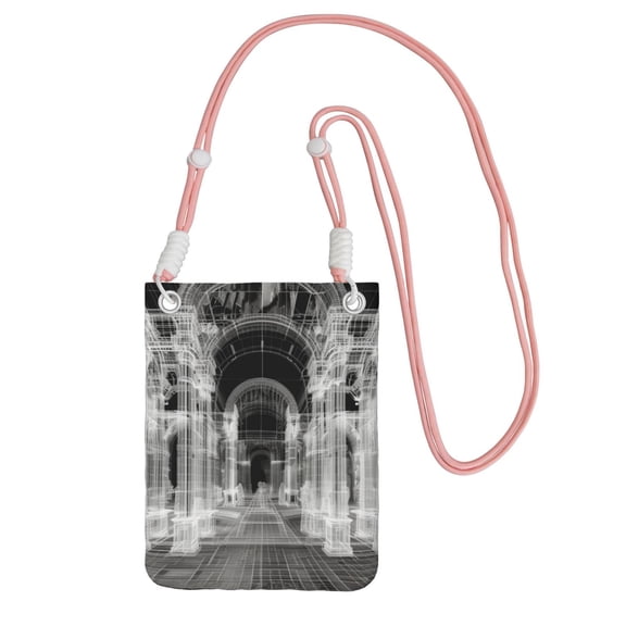 Lightweight Crossbody Cell Phone Purse Bag with Arm Band, Wallet & Key Pouch for Walking, Travel and Hiking, Gallery Hologram, Pink