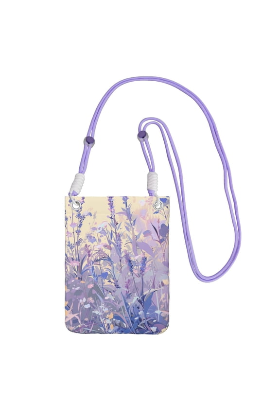 Lightweight Crossbody Cell Phone Purse Bag with Arm Band, Wallet & Key Pouch for Walking, Travel and Hiking, Lavender Grass, Purple