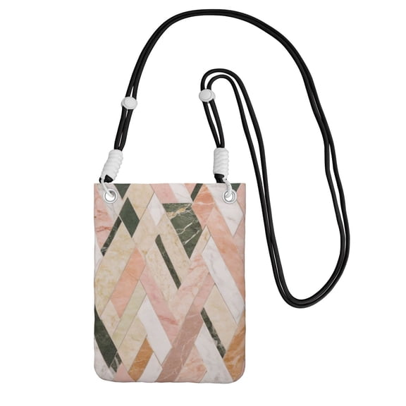 Lightweight Crossbody Cell Phone Purse Bag with Arm Band, Wallet & Key Pouch for Walking, Travel and Hiking, Marble Pastel Colors, Black