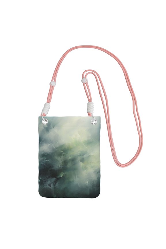 Lightweight Crossbody Cell Phone Purse Bag with Arm Band, Wallet & Key Pouch for Walking, Travel and Hiking, Morning Forest, Pink