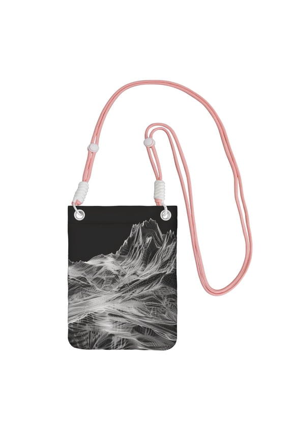 Lightweight Crossbody Cell Phone Purse Bag with Arm Band, Wallet & Key Pouch for Walking, Travel and Hiking, Mountain Arcs (2), Pink