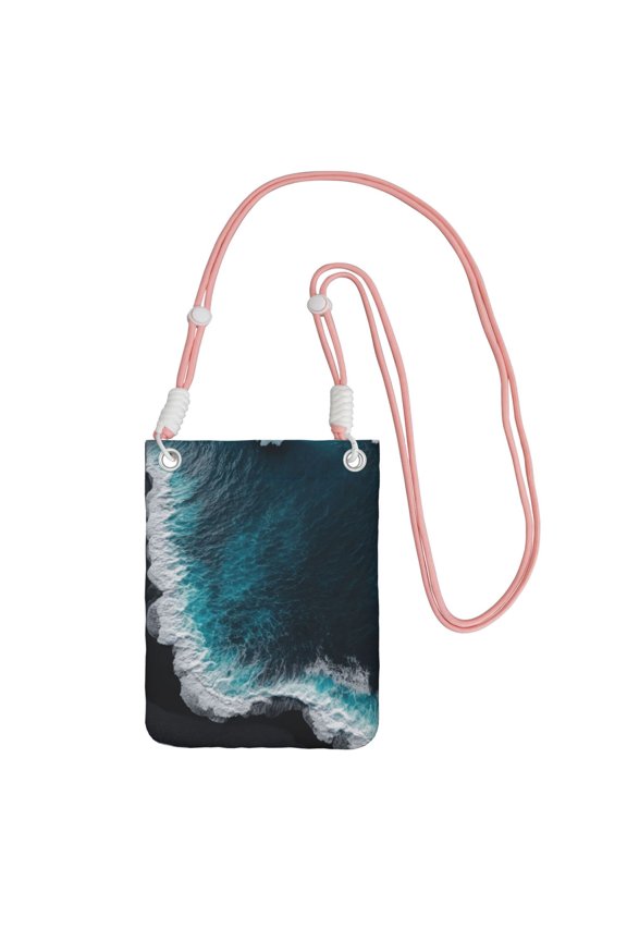 Lightweight Crossbody Cell Phone Purse Bag with Arm Band, Wallet & Key Pouch for Walking, Travel and Hiking, Ocean Waves, Pink