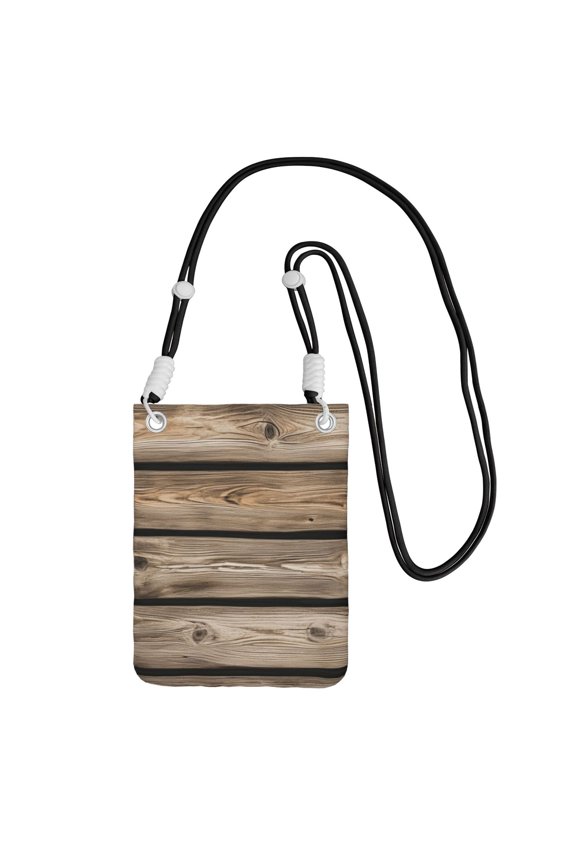 Lightweight Crossbody Cell Phone Purse Bag with Arm Band, Wallet & Key Pouch for Walking, Travel and Hiking, Old Wooden Board Vintage, Black