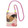 thumbnail image 1 of Lightweight Crossbody Cell Phone Purse Bag with Arm Band, Wallet & Key Pouch for Walking, Travel and Hiking, Organic Geometric Abstract Art, Fuchusia, 1 of 7