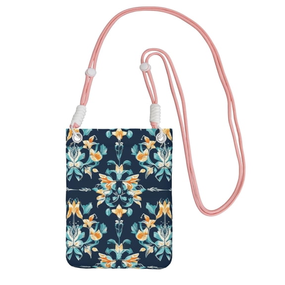 Lightweight Crossbody Cell Phone Purse Bag with Arm Band, Wallet & Key Pouch for Walking, Travel and Hiking, Seamless Pattern, Pink