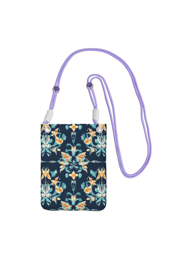 Lightweight Crossbody Cell Phone Purse Bag with Arm Band, Wallet & Key Pouch for Walking, Travel and Hiking, Seamless Pattern, Purple