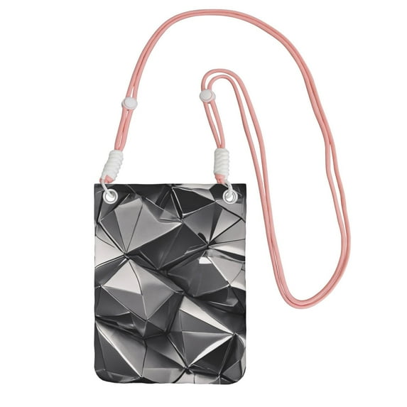 Lightweight Crossbody Cell Phone Purse Bag with Arm Band, Wallet & Key Pouch for Walking, Travel and Hiking, Silver Metallic, Pink
