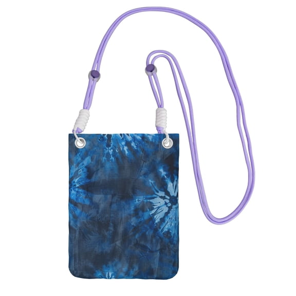 Lightweight Crossbody Cell Phone Purse Bag with Arm Band, Wallet & Key Pouch for Walking, Travel and Hiking, Tie-Dye Blue (2), Purple