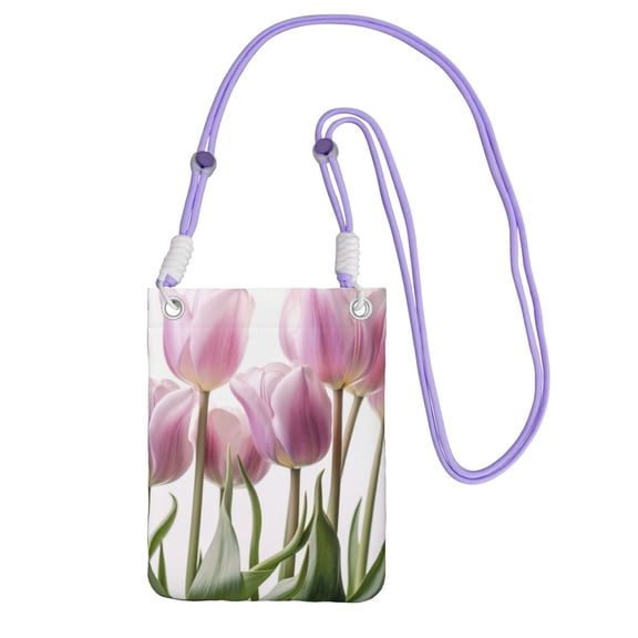 Lightweight Crossbody Cell Phone Purse Bag with Arm Band, Wallet & Key Pouch for Walking, Travel and Hiking, Tulip, Purple