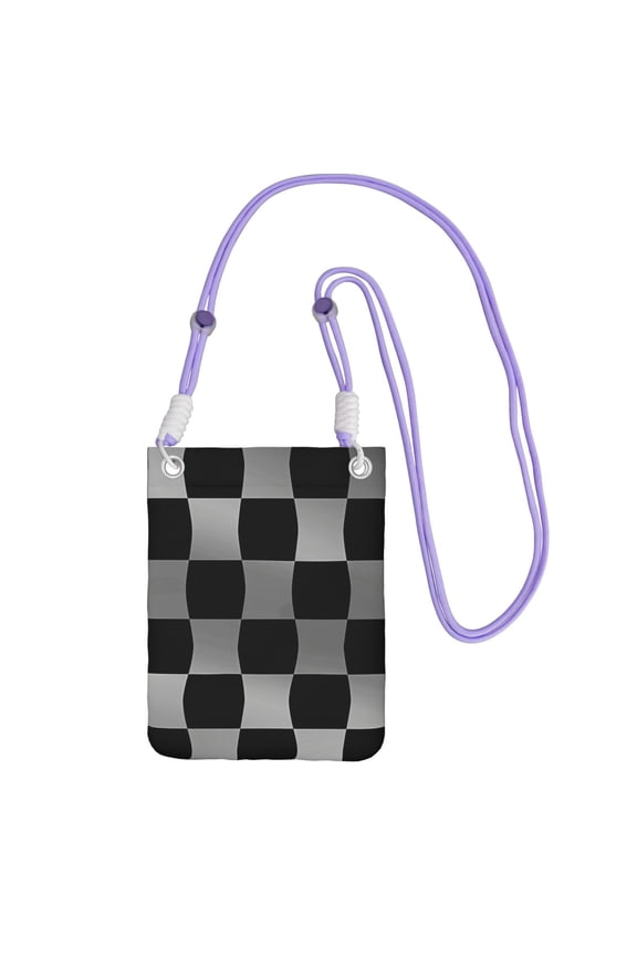 Lightweight Crossbody Cell Phone Purse Bag with Arm Band, Wallet & Key Pouch for Walking, Travel and Hiking, Twisted Checkerboard 3d Illusion, Purple