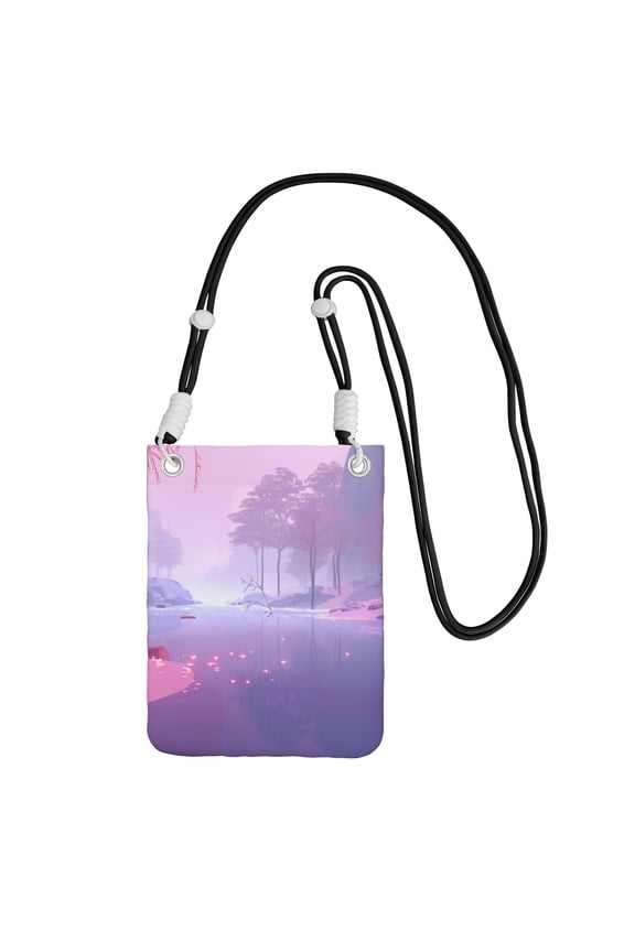 Lightweight Crossbody Cell Phone Purse Bag with Arm Band, Wallet & Key Pouch for Walking, Travel and Hiking, Zen, Black